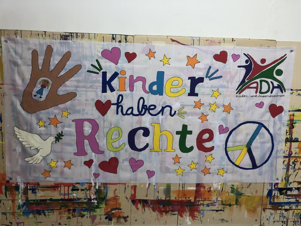 Workshop und Banner am Rathaus, Jugendfreizeitstätte Alfred-Delp-Haus