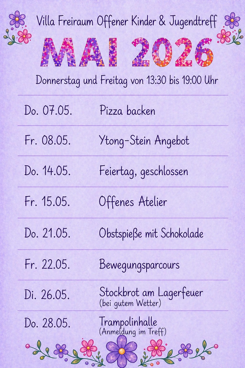 Jugendtreff Freienohl im Mai 2026